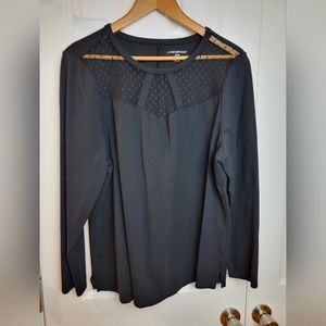 Lane Bryant Black Sheer Mesh‎ Long Sleeve Top Women's 18/20